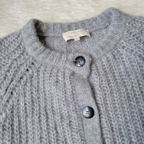 (sold) Sezane ✨ Emile Alpaca + Wool Cardigan in Mottled Grey, Large 🦙❤️🐑 - Picture 4 of 10